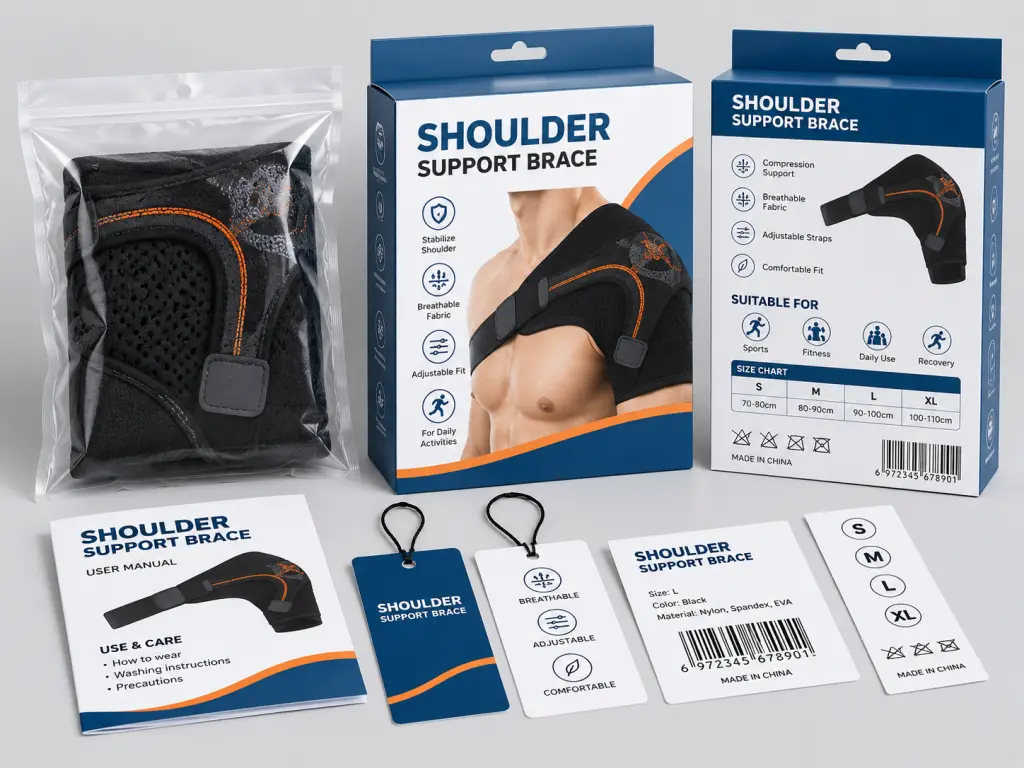 Custom packaging boxes and bags for shoulder support brace