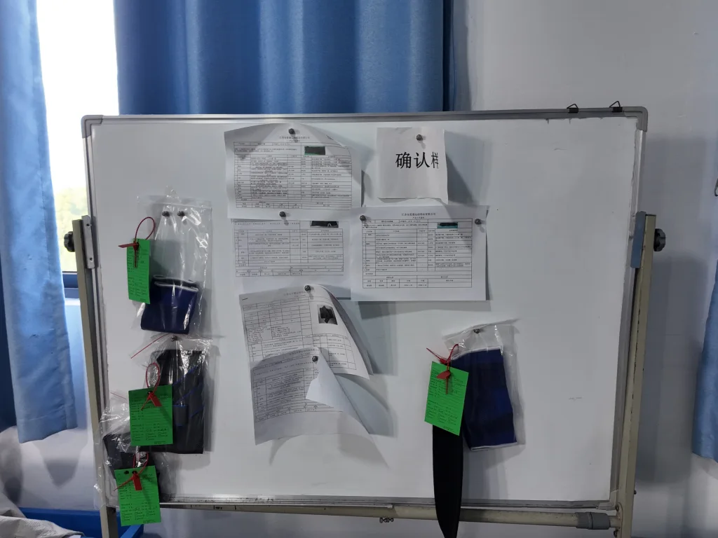 Checking and approving shoulder brace sample